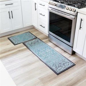 Kitchen Rug Set Pelham 2-Pieces Non Skid Traditional Vintage 17"x24" + 17"x48"